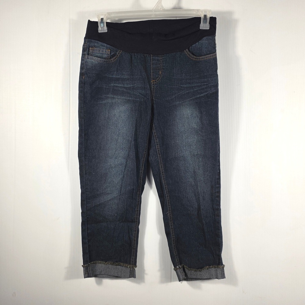 Planet Motherhood Womens Maternity Capri Jeans Dark Wash Cuffed Large RN 76361